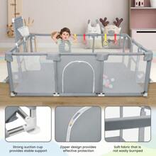 Bed Rail, Playpen 180 X 120 X 66 Cm With 50 Ocean Balls, Play Area With Football Goal And Basketball Hoop - Màu xám đen - Xem 7
