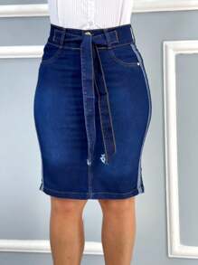 SAIA JEANS evangélica com lycra jeans escuro