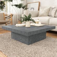 Galano Carmelo 35.4 In. Square Wood Top Coffee Table, Modern Coffee Table For Living Room  (12.2" H X 35.4" W X 35.4" D) - 水泥灰 - 查看 10