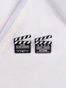 1/2 Peças Broche Criativo de Claquete de Cinema, Emblema de Desenho Animado, Joia da Moda Adequada para Uso Diário de Homens e Mulheres, Pode Ser Preso em Roupas e Mochilas