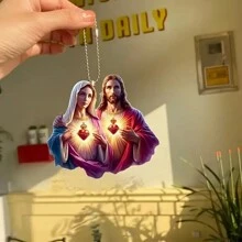 2D Acrylic Wisdom Jesus Heart Light Pendant Car Rearview Mirror Jewelry For Car Rearview Mirrors, Home & Kitchen, Bags & Key Chains - Perfect Holiday Gifts
