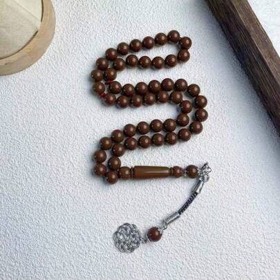 1 件 51 件深棕色稳定固体丙烯酸树脂珠手链，适合男士日常佩戴