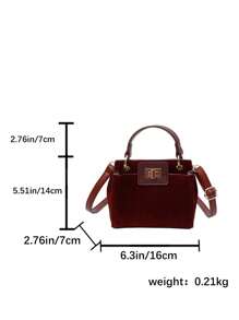 4 季通勤包，时尚女包，精致单肩斜挎包，高端优雅百搭迷你绒面革手提包 - 酒紅色 - 查看 5