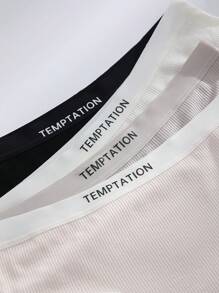 4pcs Random Color Women's Briefs Japanese Letter Simple Solid Color Mid Waist Comfortable Hip Girl Basic Sexy School Black Panties Ladies Underwear
