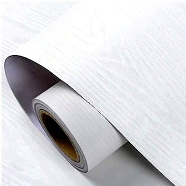 Carta da parati in legno bianco / nero spessa, carta da parati autoadesiva con effetto legno bianco vintage, rotolo di pellicola adesiva in carta da parati con motivo in legno