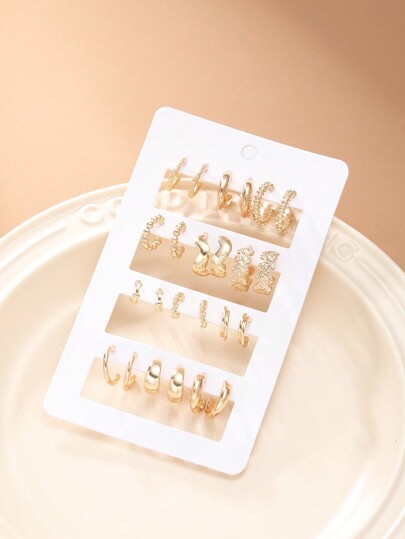 Set di 24 pezzi di orecchini a cerchio minimalisti con strass, accessori di moda donna per tutti i giorni, appuntamenti, vacanze, idea regalo di coppia