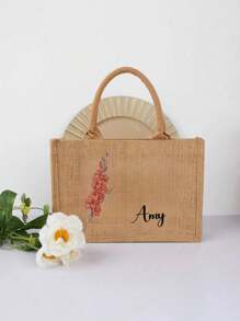 Customized Flower Pattern Text Hand-Held Canvas Bag Tote Bag, 3D Men's And Women's Large Capacity Shopping Bag Tote Bag, Canvas Bag Hand-Held Sail Bag Ins Premium Bag, Large Capacity 3D Canvas Bag Tote Bag, Storage Bag For Commuting, Traveling, Student Classes And Other Items, Can Be Used As New Year's, Monday, Christmas Gifts For Friends And Family Bags Ladies,School Supplies,Back To School,For Office,For School,For Classroom,For Teacher Gifts,For University,For Colleague,For Dorm Rooms,For Teacher,For Boys And Girls,For Teenagers,Junior High School Students,Middle School Students,High School Senior High School Students,College Students,University Students,Freshman,Sophomore,Underclassmen