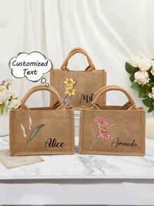 Customized Flower Pattern Text Hand-Held Canvas Bag Tote Bag, 3D Men's And Women's Large Capacity Shopping Bag Tote Bag, Canvas Bag Hand-Held Sail Bag Ins Premium Bag, Large Capacity 3D Canvas Bag Tote Bag, Storage Bag For Commuting, Traveling, Student Classes And Other Items, Can Be Used As New Year's, Monday, Christmas Gifts For Friends And Family Bags Ladies,School Supplies,Back To School,For Office,For School,For Classroom,For Teacher Gifts,For University,For Colleague,For Dorm Rooms,For Teacher,For Boys And Girls,For Teenagers,Junior High School Students,Middle School Students,High School Senior High School Students,College Students,University Students,Freshman,Sophomore,Underclassmen