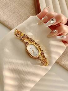 1 件椭圆形阿拉伯数字女士手链手表/优雅正装手表适合派对/礼物 - 均碼 - 查看 4