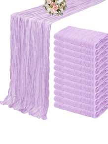 9.84ft*2.95ft/300cm*90cm-2.95ft*5.90/90cm*180cm-薰衣草色粗纱桌布-粗纱桌布-纱布桌布乡村风透明桌布适用于婚礼-生日-送礼-派对装饰-情人节装饰 - 紫色 - 查看 5