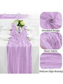 9.84ft*2.95ft/300cm*90cm-2.95ft*5.90/90cm*180cm-薰衣草色粗纱桌布-粗纱桌布-纱布桌布乡村风透明桌布适用于婚礼-生日-送礼-派对装饰-情人节装饰 - 紫色 - 查看 6