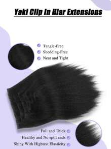 7 Pcs 14/18/22 Synthetic Yaki Kinky Clip Ins Hair Extensions For Full Head Yaki Straight Clip Ins Synthetic Hair Extensions Brown - Multicolor - View 5