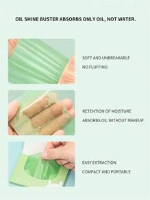 100 Sheets Portable Boxed Double Sided Oil-Absorbing Papers Extracts Paper For Oily Skin, Cosmetic Tool, Oil Absorbing Tissues With Easy Easy Take Out - Multicolor - View 3