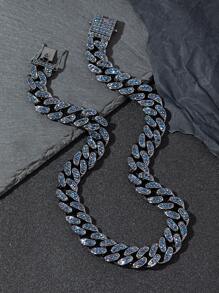 1pc Fashionable Bling Rhinestone Hiphop Necklace, Suitable For Men And Women, Daily Wear, Great Gift For Christmas, New Year, Valentine's Day, Holiday - Multicolor - View 4