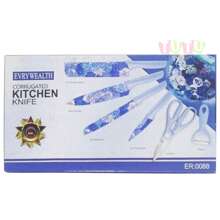 1 Juego de 6 Cuchillos de Acero Inoxidable y Mangos de Plástico con Coloridos Estampados Decorativos,6 Piezas de Utensilios de Cocina (Cuchillos) y Pelador con Hojas de Acero Inoxidable con Mangos Diseñados con Coloridos Estampados,Juego de Cuchillos de Cocina de Regalo Profesional,Juego de Cuchillos de Cocina Forjados de Acero Inoxidable de Alto Carbono,Juego de Cuchillos para Verduras,Cuchillos Afilados para Verduras,Juego de Cuchillos para Pelar y Picar para el Hogar,Simple y Hermoso para Picar una Variedad de Carne y Verduras,Adecuado para Herramientas de Cocina - Azul - Ver 9