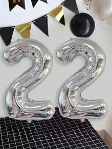 1/2 件黑色数字气球 40 英寸 1-80 尺寸铝膜气球适用于生日派对、周年纪念日等派对室内外装饰,营造派对氛围 - 銀色 - 查看 35