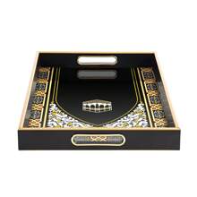 Classic Islamic Style Glass Print Decorative Tray, Jewelry Storage Tray - Black B - View 4
