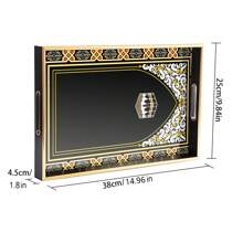 Classic Islamic Style Glass Print Decorative Tray, Jewelry Storage Tray - Black B - View 2