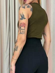 Women's Basic Ribbed Tank Top Ribana - 1rose 1vert militaire 1noir 1marron - Voir 4