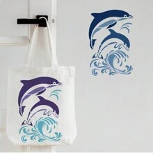 海豚模板 11.7x8.3 英寸 海豚壁画模板 海洋生物模板 DIY 工艺海洋动物模板 海洋主题模板 适用于木质瓷砖纸织物地板上绘画 - 白色 - 查看 6
