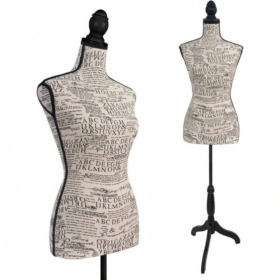 Female Mannequin Body, Dress Form Sewing Mannequin Torso With Adjustable Tripod Stand, Manikin Dressmakers Dress Jewelry Display(Fabric) - Vải vóc - Xem 1