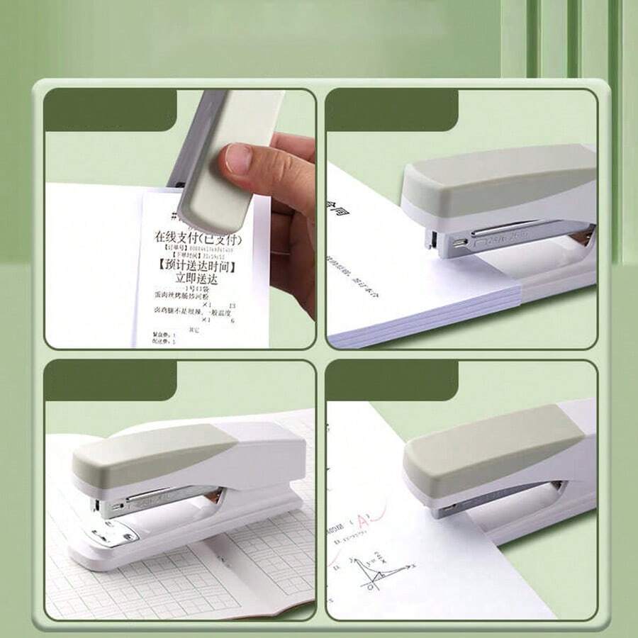 1 buah Stapler Genggam Berkualitas Tinggi, Dapat Menjepit Maju & Mundur (Bagian Bawah Logam Dapat Diputar), Cocok Untuk Pelajar, Penggunaan di Rumah & Kantor, Perlengkapan Sekolah, Persiapan Kembali ke Sekolah - 1 buah - View 1