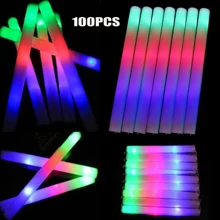 100PCS LED Foam Sticks Light Up With 3 Flashing Modes,Party Supplies For Weddings, Birthdays, Music Festivals, Carnivals, New Year Gifts,Christmas Wand Rally Batons DJ Flashing Glow Stick Party Bulk Foam Glow Sticks With Colorful Flashing Glow In Dark Party Supplies, Glow Stick Bulk Party Pack For Wedding,Raves,Concert,Camping,Sporting Events,Pool Party - Multicolor - View 5