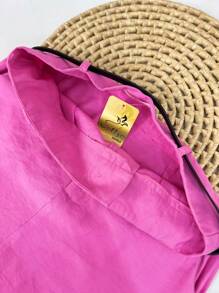 Midi Skirt With Belt High Waist Slit - Pink - View 5