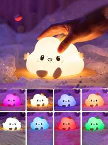 1个可爱云朵造型LED小夜灯，触摸感应灯，卧室床头灯，USB充电，RGB睡眠灯，家居装饰，适合送给家人、朋友、同学 - 白色 - 查看 6