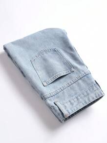 Teens/Youth Boys' Casual Ripped Denim Jeans, Minimalist Fashion - Baby Blue - View 7