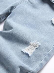 Teens/Youth Boys' Casual Ripped Denim Jeans, Minimalist Fashion - Baby Blue - View 4