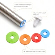 Rolling Pin With Thickness Rings, Fulimax 17" Adjustable Stainless Steel Rolling Pins For Baking - Multicolor - View 3