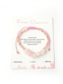 Asymmetrical Natural Stone Crystal Woven Bracelet For Women, Friendship Vintage Adjustable Woven Bracelet. Amethyst Is Believed To Help Relieve Stress, Balance Emotions, And Promote Inner Peace. Note: This Card Is For Photographic Background. - Multicolor - View 7