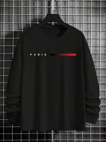 3pcs/Set Men's Casual Daily Simple Letter Printed Long Sleeve T-Shirts, Autumn Tee