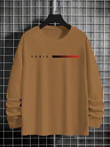 3pcs/Set Men's Casual Daily Simple Letter Printed Long Sleeve T-Shirts, Autumn Tee