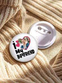1 件定制照片胸针，个性化我爱我的男朋友/女朋友个性化照片圆形徽章，定制心形图片别针胸针徽章，个性化制作自己的照片别针胸针，定制别针胸针，男女通用时尚配饰礼物，送给最好的朋友，情侣礼物，生日礼物，周年纪念礼物，纪念礼物，送给女朋友的礼物，送给她/他的礼物 - 黑色 - 查看 4