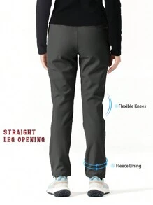 TECTOP Women's Thermal Lined Soft Shell Zipper Pockets Outdoor Sport Hiking Ski Pants For Autumn And Winter,Fleece - Black - View 5