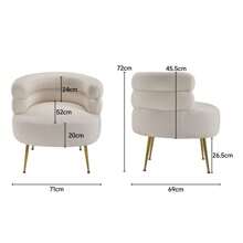 Living And Home Curved Upholstered Single Sofa Accent Chair - Cream 71cm W X 69cm D X 72cm H - View 4