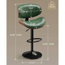 Bar Stools Set Of 2, Adjustable Swivel Leather Bar Stools For Kitchen Island, Mid Century Modern Counter Height Bar Chairs Barstools With Back & Footrest (Black) - Green - View 3