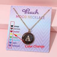 1pc Temperature Sensitive Color Changing Letter Pendant Necklace, Fashionable 18K Gold Plated Alloy, Mood Adjusting Jewelry