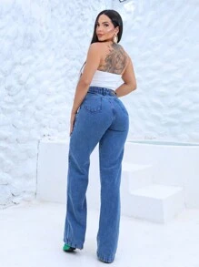 Wide Leg Medium  Free Premium Denim Fashion Bloggers - 中等水洗藍 - 查看 3