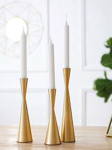 3 件烛台，欧式烛光晚餐婚礼装饰，浪漫烛台，适合餐桌中心装饰，锥形烛台，金属烛台，房间装饰，家居装饰 - 彩色 - 查看 6