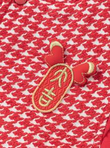 Balabala 男童和女童棉质夹克，2025新年棒球款外套 - 紅色 - 查看 6