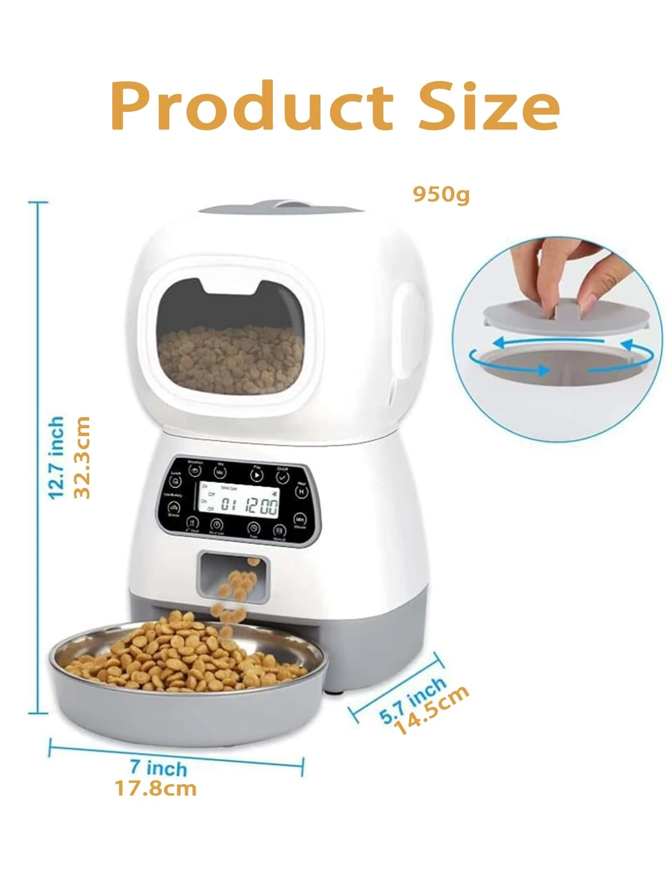 1 Pc Automatic Pet Smart Feeder, Transparent Window To View Food, Voice ...