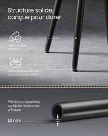 VASAGLE Collection - Chaise de Salle à Manger, Lot de 2, Chaise de Cuisine Tapissée, PU avec Coutures, Moderne Mi-siècle, Salon, Salle de Réception, Restaurant, Noir d'encre - Noir - Voir 3