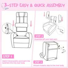 Homasis Kids Recliner Chair Ergonomic Leather Sofa Armchair W/Footrest Side Pocket - Black and Pink - View 10
