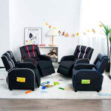 Homasis Kids Recliner Chair Ergonomic Leather Sofa Armchair W/Footrest Side Pocket - Black and Pink - View 3