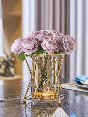 Luxury Wrought Iron Vase, Creative Home Decor, Living Room, Dining Room, Romantic Candlelight Dinner Prop, Hydroponic Flower Vase Desk Decor, Holiday Atmosphere Decoration Rama Decoration Rama,Wedding Decor,Centerpiece,Table Decor,Party Room Decor Glass Vase