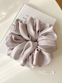 1个超大号丝滑柔软、高弹力、奢华舒适的发圈，可扎马尾辫，时尚百搭，适合女性，休闲发饰，头饰，弹性发带 - 淺灰色 - 查看 3