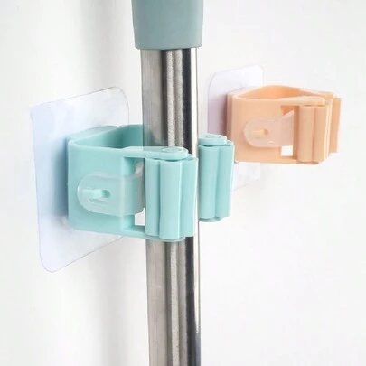 2/3/4pcs Mop Hooks, No Drilling Required, Strong Adhesive Hanger Rack, Wall Mounted Broom Mop Clip, Home Tool Storage Wall Hanger, Wedding, Mother's Day